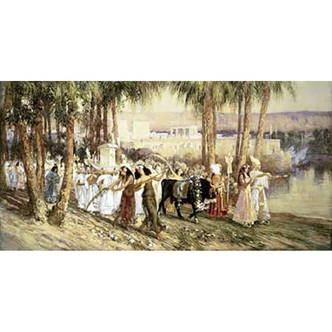 Egyptian Procession Black Modern Wood Framed Art Print with Double Matting by Bridgman, Frederick Arthur