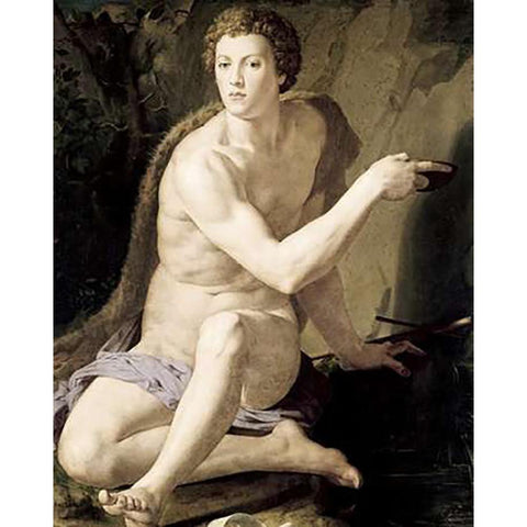 St. John The Baptist White Modern Wood Framed Art Print by Bronzino, Agnolo