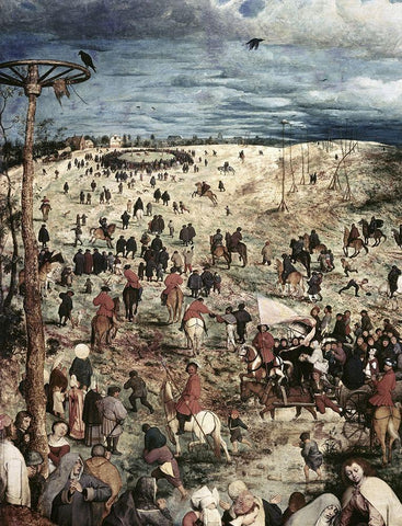 The Procession to Calvary (Detail) (II) Black Ornate Wood Framed Art Print with Double Matting by Bruegel the Elder, Pieter