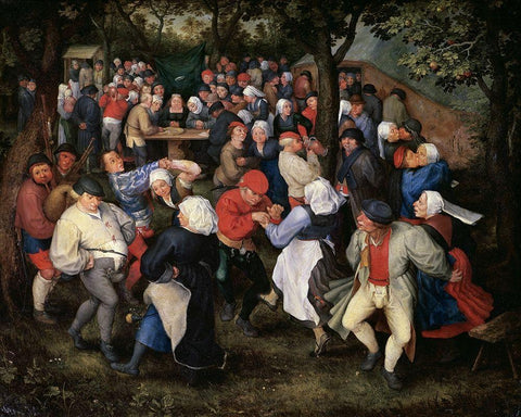 Village Celebration (II) White Modern Wood Framed Art Print with Double Matting by Bruegel the Elder, Pieter