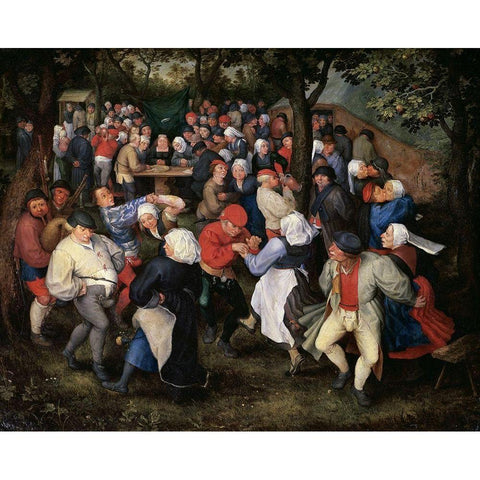 Village Celebration (II) Gold Ornate Wood Framed Art Print with Double Matting by Bruegel the Elder, Pieter