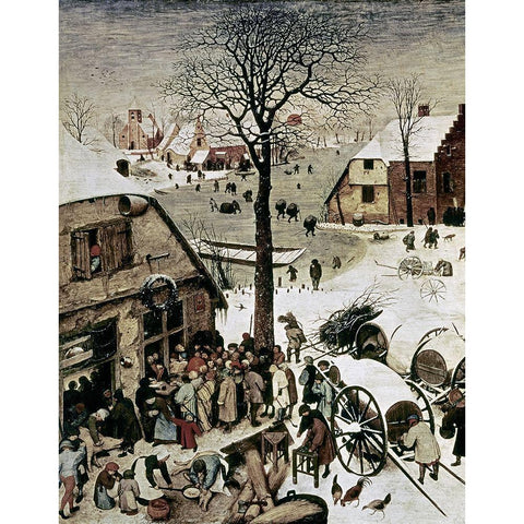 Census at Bethlehem - Detail Black Modern Wood Framed Art Print with Double Matting by Bruegel the Elder, Pieter