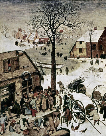 Census at Bethlehem - Detail White Modern Wood Framed Art Print with Double Matting by Bruegel the Elder, Pieter