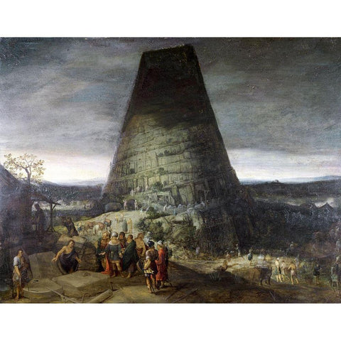 Tower of Babel White Modern Wood Framed Art Print by Bruegel the Younger, Pieter