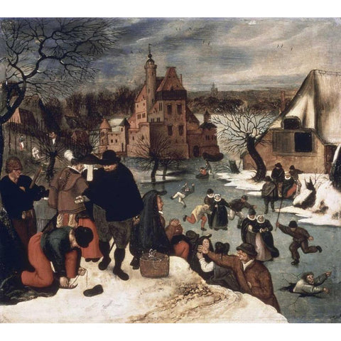 Winter Landscape #3 White Modern Wood Framed Art Print by Bruegel, Pieter the Younger