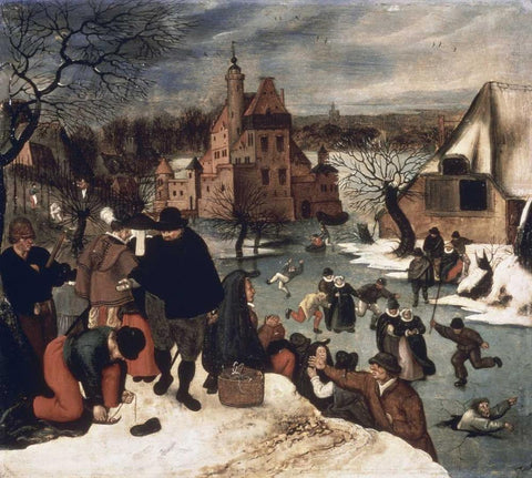 Winter Landscape #3 White Modern Wood Framed Art Print with Double Matting by Bruegel, Pieter the Younger