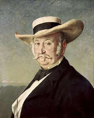 General John A. Sutter Black Ornate Wood Framed Art Print with Double Matting by Buchser, Frank