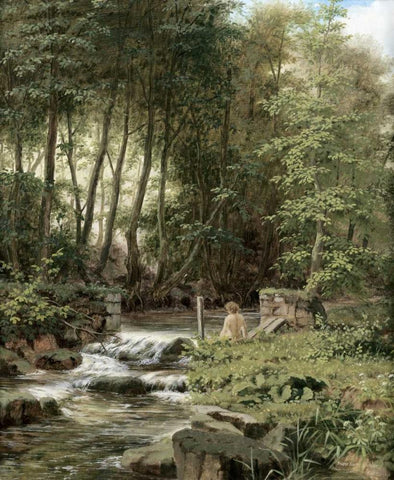 An Alpine Lake Landscape Black Ornate Wood Framed Art Print with Double Matting by Buhler, Franz Xaver