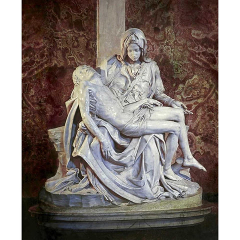Pieta White Modern Wood Framed Art Print by Michelangelo
