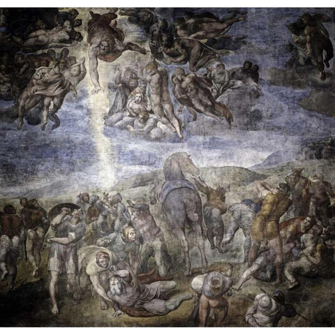 The Conversion of Saul Gold Ornate Wood Framed Art Print with Double Matting by Michelangelo