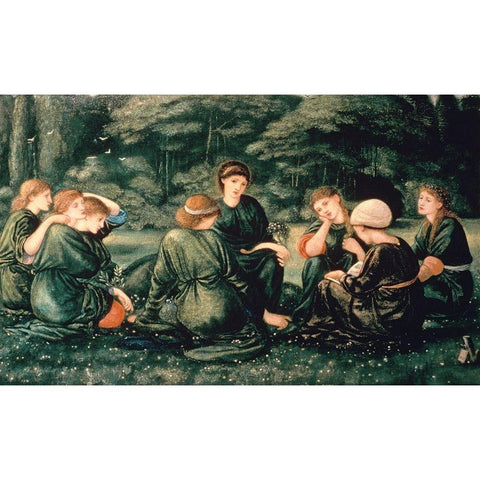 Green Summer Gold Ornate Wood Framed Art Print with Double Matting by Burne-Jones, Sir Edward