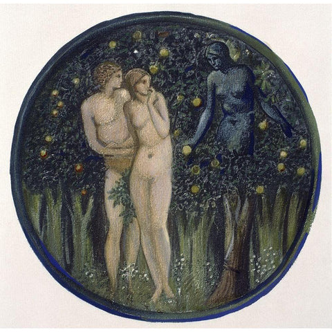 Temptation White Modern Wood Framed Art Print by Burne-Jones, Sir Edward