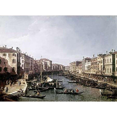 Grand Canal, Venice Black Modern Wood Framed Art Print with Double Matting by Canaletto