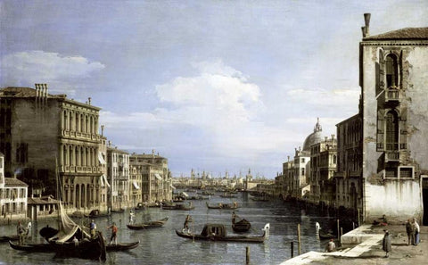 Grand Canal, Venice From Camp0 Di San Vio White Modern Wood Framed Art Print with Double Matting by Canaletto