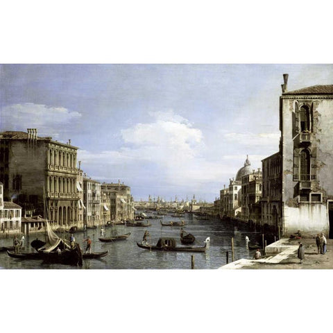 Grand Canal, Venice From Camp0 Di San Vio Black Modern Wood Framed Art Print with Double Matting by Canaletto