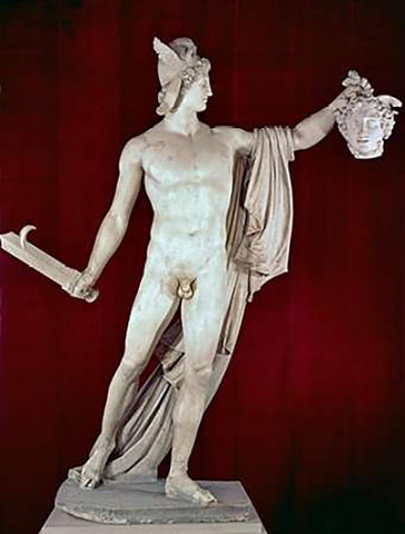 Perseus With The Head of Medusa White Modern Wood Framed Art Print with Double Matting by Canova, Antonio