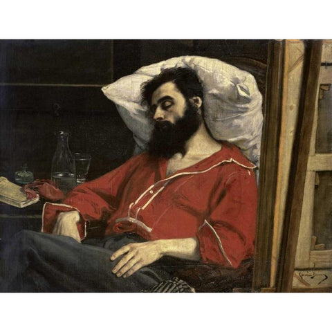 Convalescent Gold Ornate Wood Framed Art Print with Double Matting by Carolus-Duran, Emile Auguste