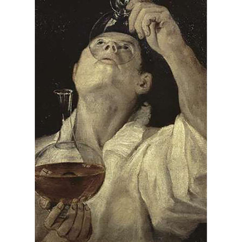 Homme Du Vin White Modern Wood Framed Art Print by Carracci, Annibale