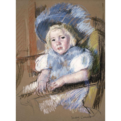 Simone Seated Gold Ornate Wood Framed Art Print with Double Matting by Cassatt, Mary