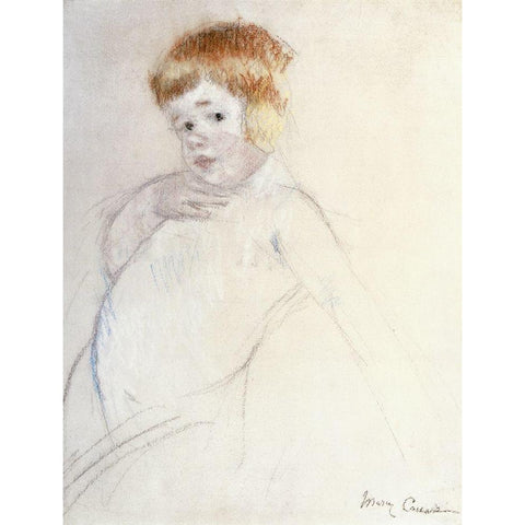 Study of the Baby for The Caress Gold Ornate Wood Framed Art Print with Double Matting by Cassatt, Mary