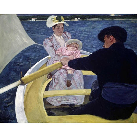 The Boating Party White Modern Wood Framed Art Print by Cassatt, Mary