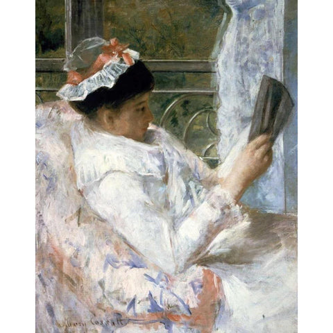 The Reader Black Modern Wood Framed Art Print by Cassatt, Mary