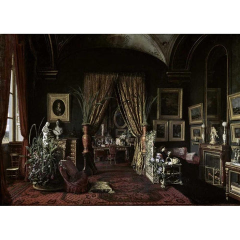 Empress Eugenie In The Salon at Tuileries White Modern Wood Framed Art Print by Castiglione, Giuseppe