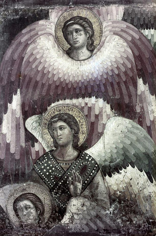 Archangel Seraphim White Modern Wood Framed Art Print with Double Matting by Cavallini, Pietro