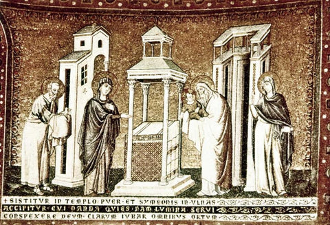 Presentation In The Temple White Modern Wood Framed Art Print with Double Matting by Cavallini, Pietro