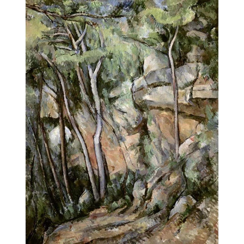 In The Park of Chateau Noir White Modern Wood Framed Art Print by Cezanne, Paul