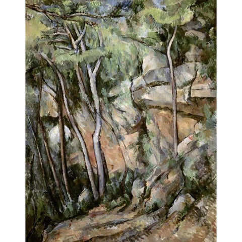 In The Park of Chateau Noir Black Modern Wood Framed Art Print by Cezanne, Paul