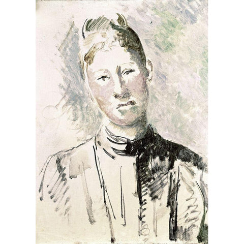 Madame Cezanne Black Modern Wood Framed Art Print by Cezanne, Paul
