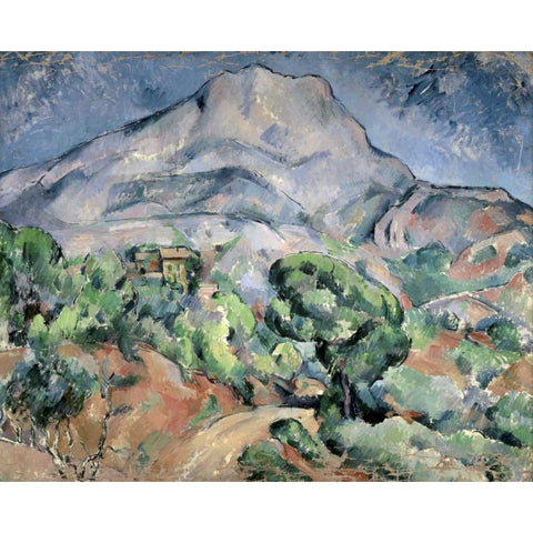 Mount St. Victoire Black Modern Wood Framed Art Print by Cezanne, Paul