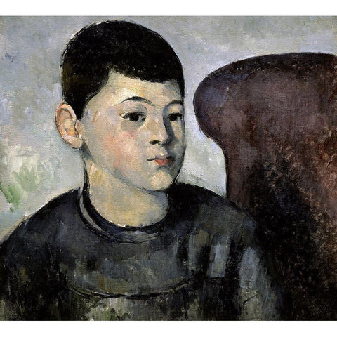 Portrait of the Artists Son Black Modern Wood Framed Art Print with Double Matting by Cezanne, Paul