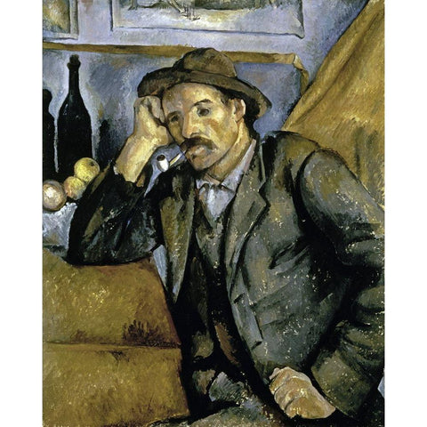 Smoker Black Modern Wood Framed Art Print with Double Matting by Cezanne, Paul