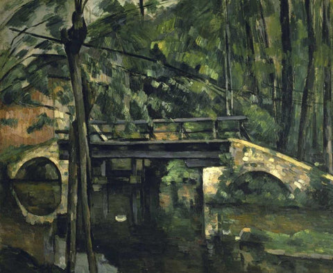 The Bridge at Maincy - Le Pont de Maincy Black Ornate Wood Framed Art Print with Double Matting by Cezanne, Paul