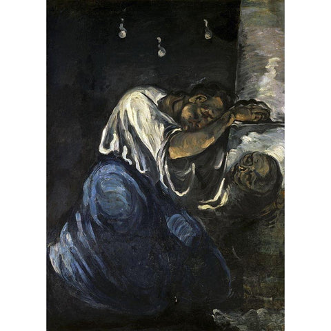 The Magdalen Or Sorrow White Modern Wood Framed Art Print by Cezanne, Paul