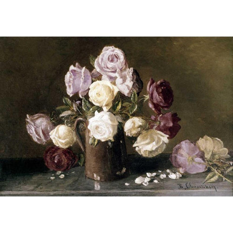 Roses Gold Ornate Wood Framed Art Print with Double Matting by Champney, Benjamin