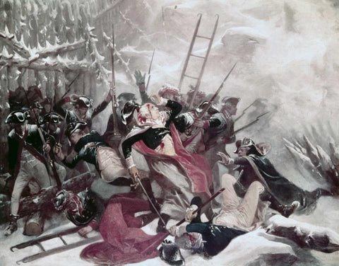 Death of General Montgomery Black Ornate Wood Framed Art Print with Double Matting by Chappell, Alonzo