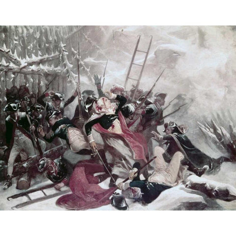 Death of General Montgomery Gold Ornate Wood Framed Art Print with Double Matting by Chappell, Alonzo