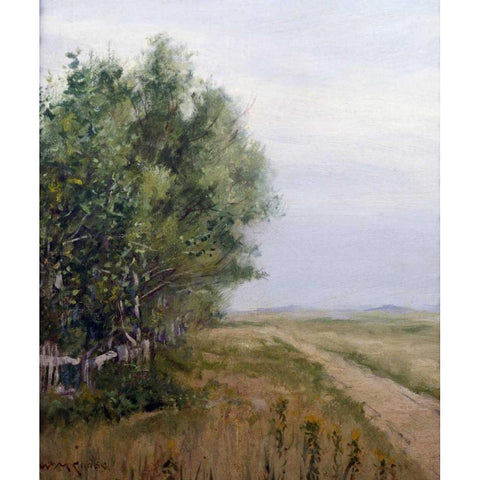 Country Lane Gold Ornate Wood Framed Art Print with Double Matting by Chase, William Merritt