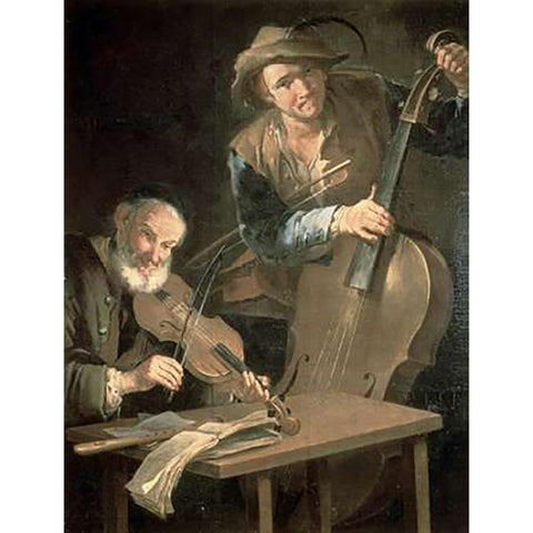 Musicians Gold Ornate Wood Framed Art Print with Double Matting by Cipper, Giacomo Francesco