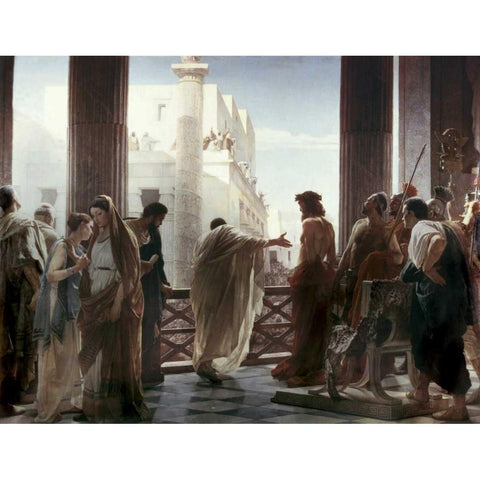 Ecce Homo Gold Ornate Wood Framed Art Print with Double Matting by Ciseri, Antonio