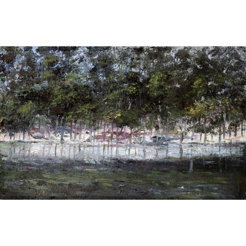 Las Fuentes De Tialpan Gold Ornate Wood Framed Art Print with Double Matting by Clausell, Joaquin