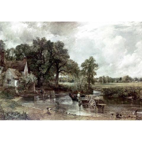 Haywain Black Modern Wood Framed Art Print with Double Matting by Constable, John