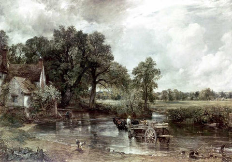 Haywain Black Ornate Wood Framed Art Print with Double Matting by Constable, John