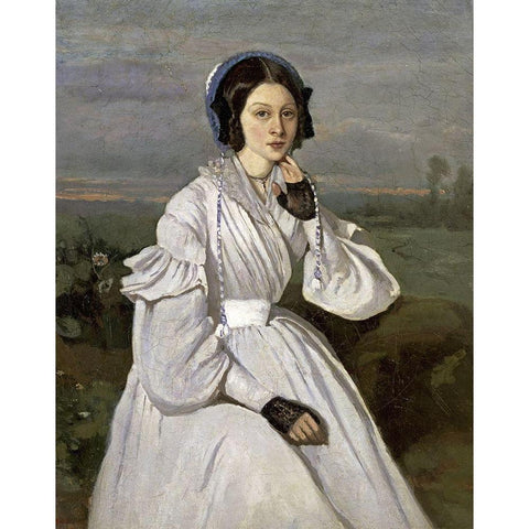 Marie-Louise Sennegon Gold Ornate Wood Framed Art Print with Double Matting by Corot, Jean-Baptiste-Camille