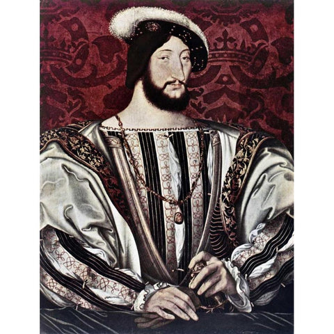 Francis I of France Gold Ornate Wood Framed Art Print with Double Matting by Couet, Jean