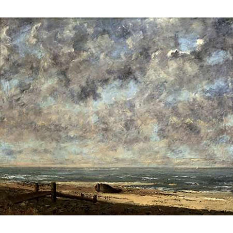 La Mersea Black Modern Wood Framed Art Print with Double Matting by Courbet, Gustave