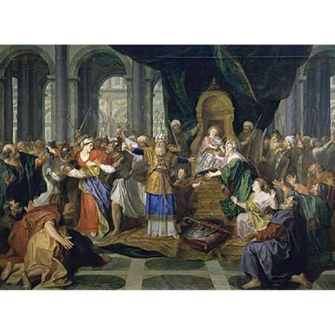 Athaliah Chased From The Temple White Modern Wood Framed Art Print by Coypel, Charles Antoine